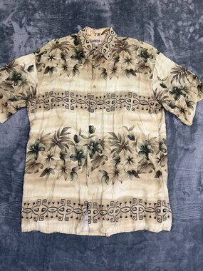 Campia Moda Mens L Hawaiian Shirt Floral Pattern Short Sleeve